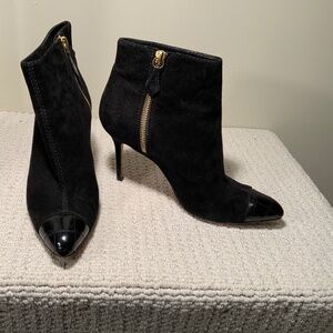Manolo Blahnik Suede and Croc Bootie